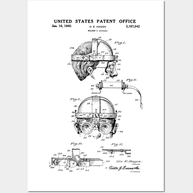 Welding Goggles Patent Black Wall Art by Luve